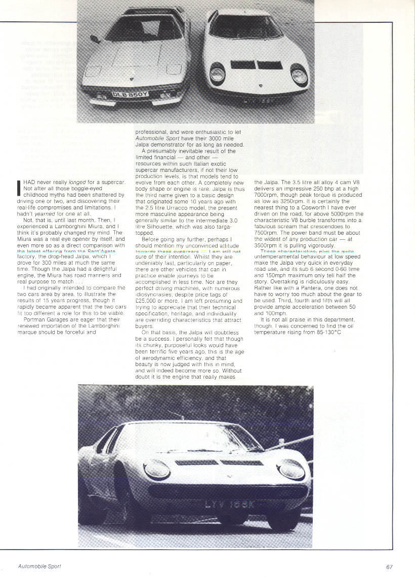 Lamborghini Jalpa, Magazine Article